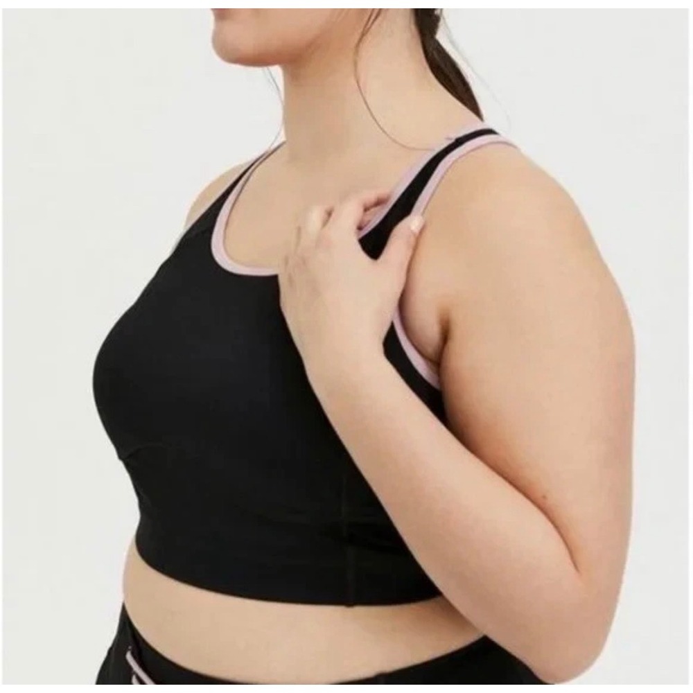 Torrid Active Womens Black Lilac Strappy Racerback Sports Bra Size 1 - Picture 2 of 8